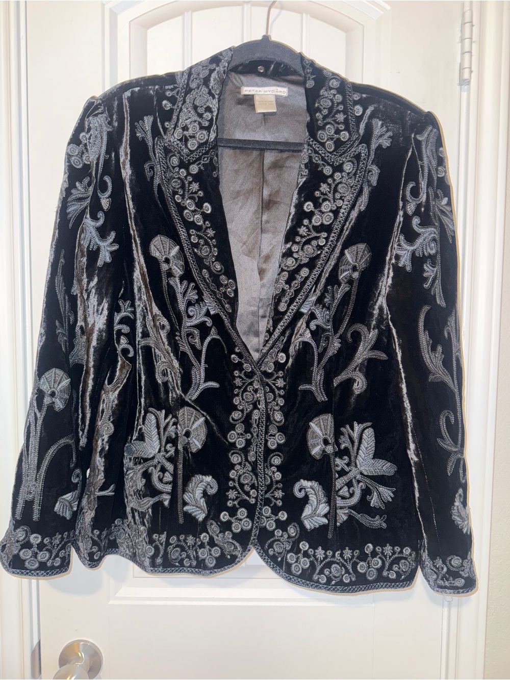 Steampunk romantic Black Velvet Blazer embroidered Victorian regency goth